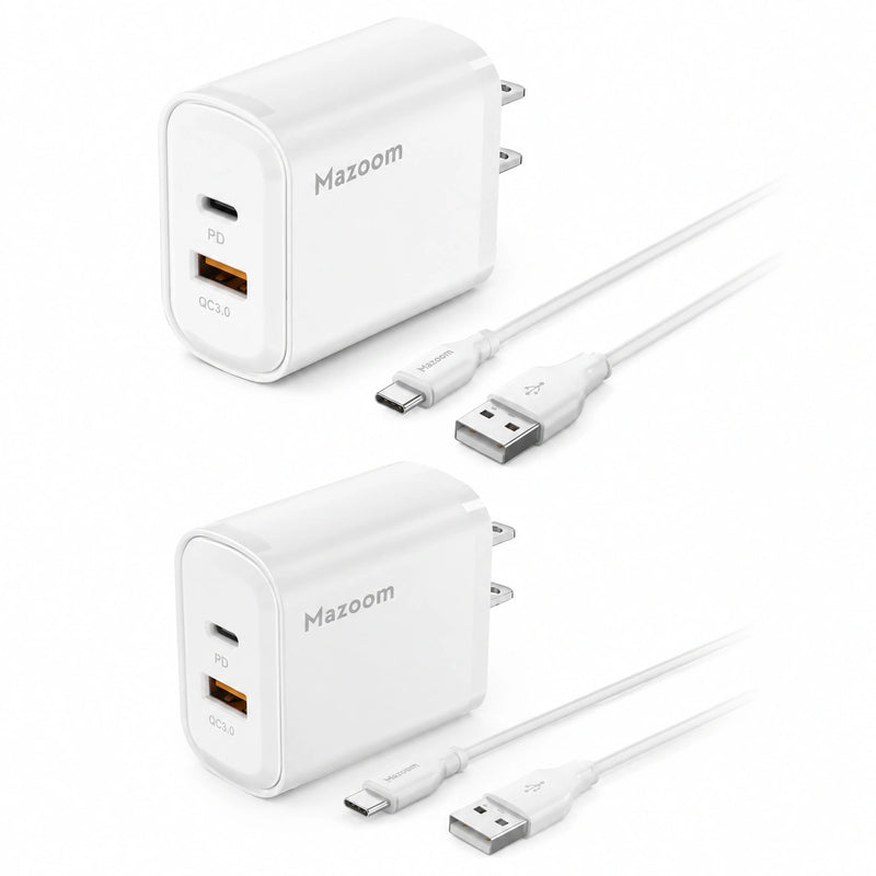 Mazoom 20W PD + QC3.0 Fast Charger With USB to Type-C Cable