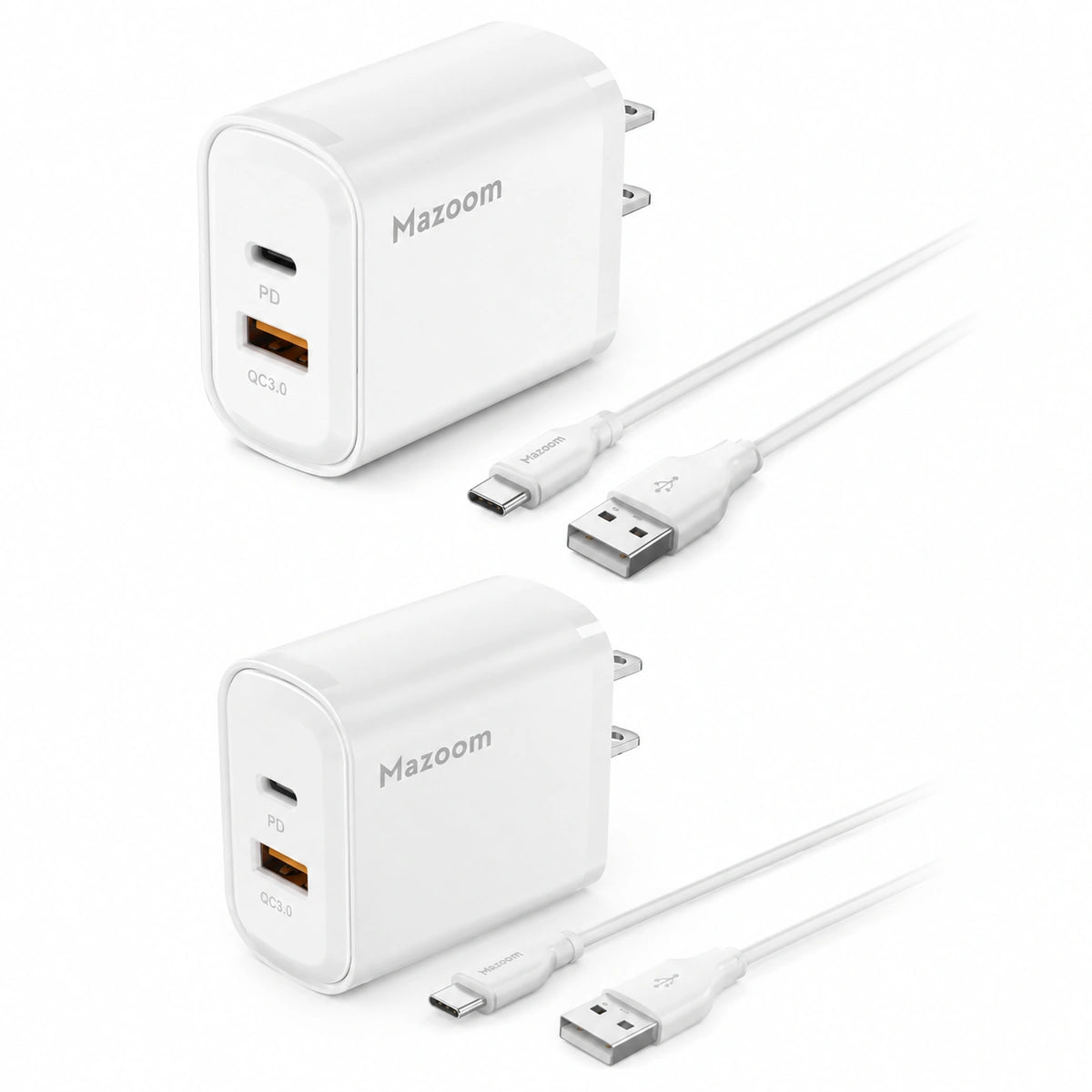 Mazoom 20W PD + QC3.0 Fast Charger With USB to Type-C Cable