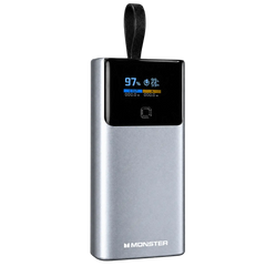 Monster 10000mAh Pocket Size Display Power Bank with Built-in Type-C Cable