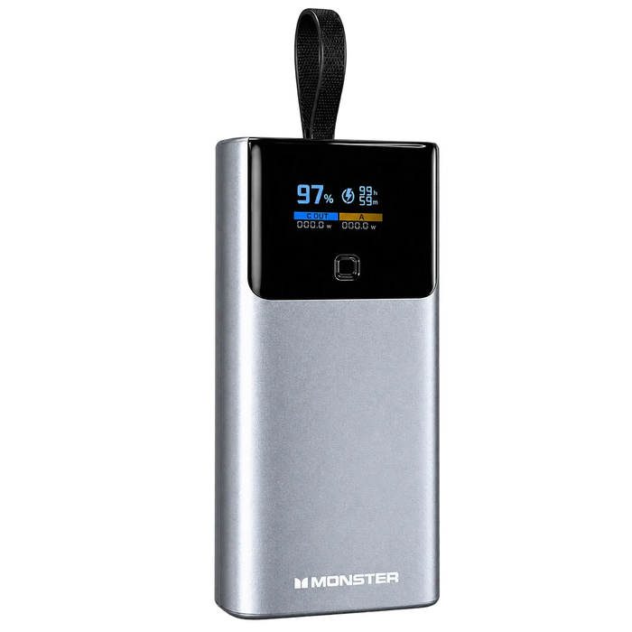 Monster 10000mAh Pocket Size Display Power Bank with Built-in Type-C Cable