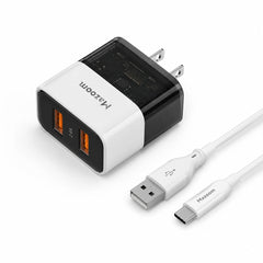 Mazoom Dual USB Port 2.4A Power Adapter With USB to Type-C Cable