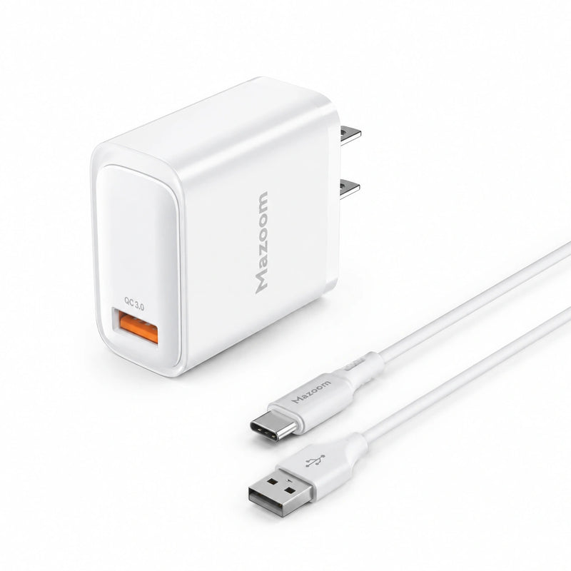 Mazoom 18W USB-A Charger With USB to Type-C Cable