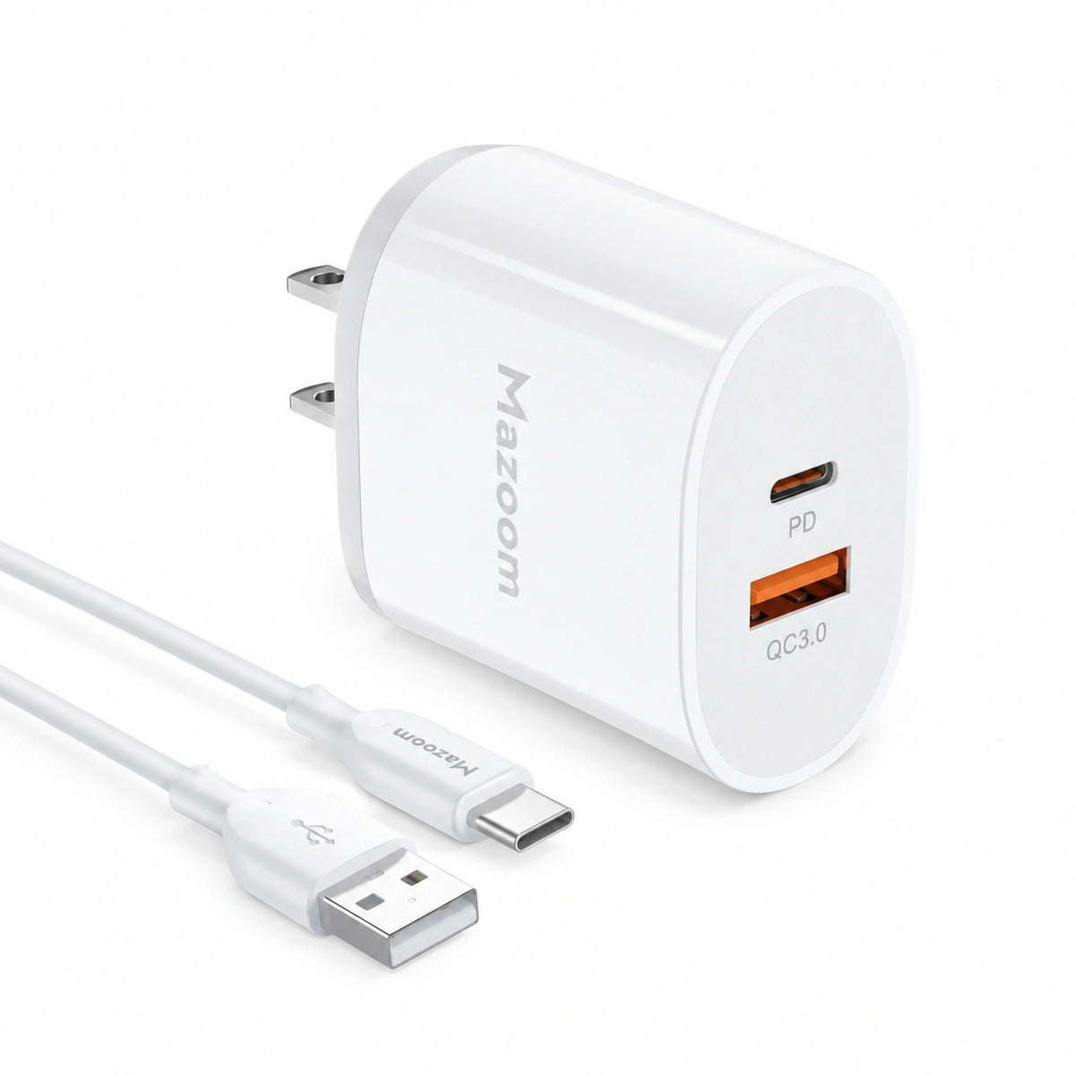 Mazoom 20W PD + QC3.0 Fast Charger With USB to Type-C Cable