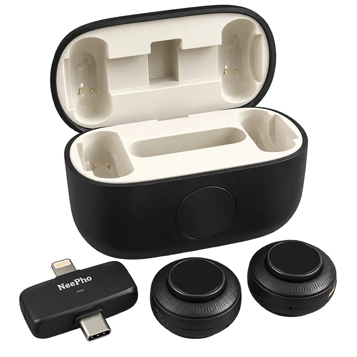 Neepho Dual Wireless Microphone with Dual Input Type-C and iPhone Compatibility