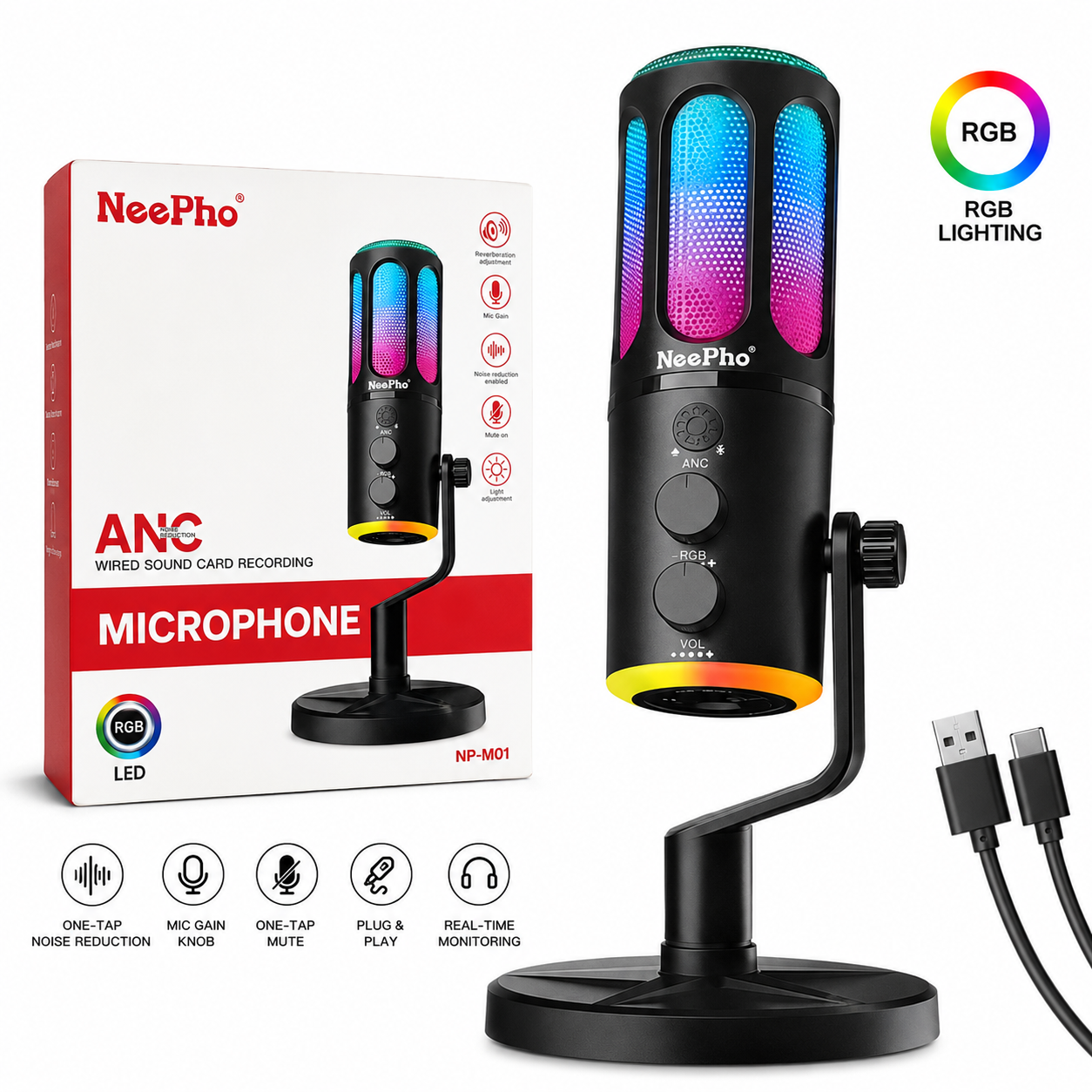 NeePho NP M01 Condenser Microphone for Streaming & Record